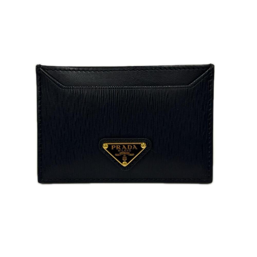 PRADA Vitello Move Triangle Logo Business Card Holder/Card Case 1MC208 Black ...
